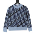 Dior Women's Men's Light Blue Oblique Jacquard Crewneck Sweater