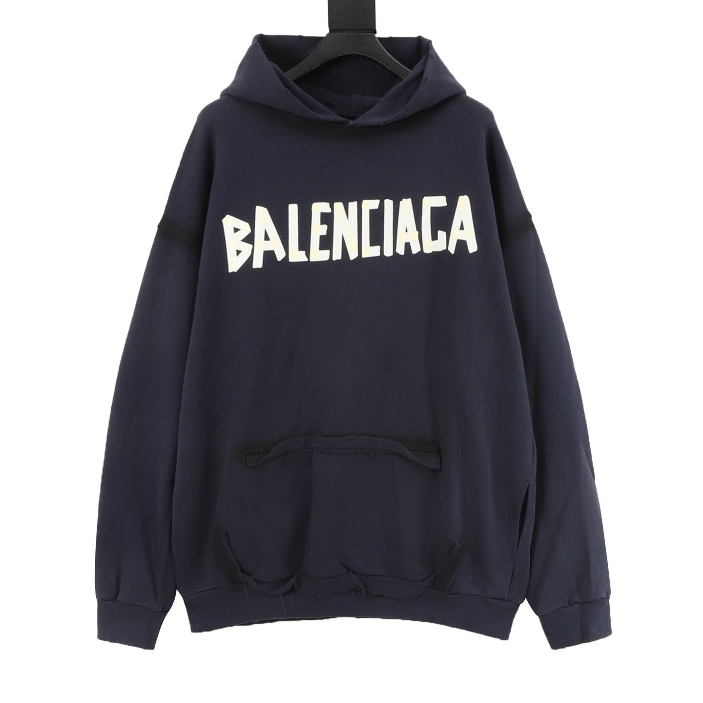 Balenciaga 26SS Destroyed Logo Print Washed Hoodie
