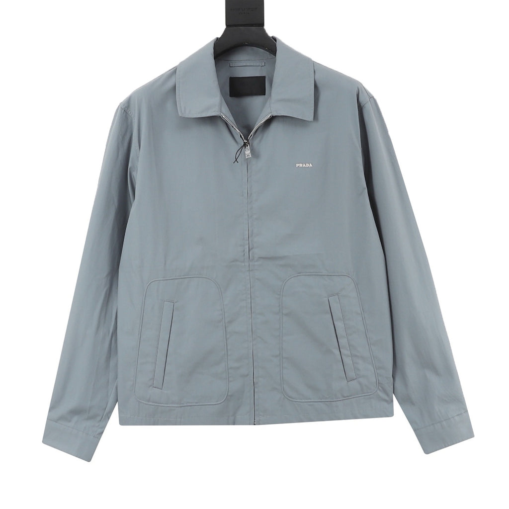 Women's Men's Navy Stand-Collar Zip-Up Bomber Jacket