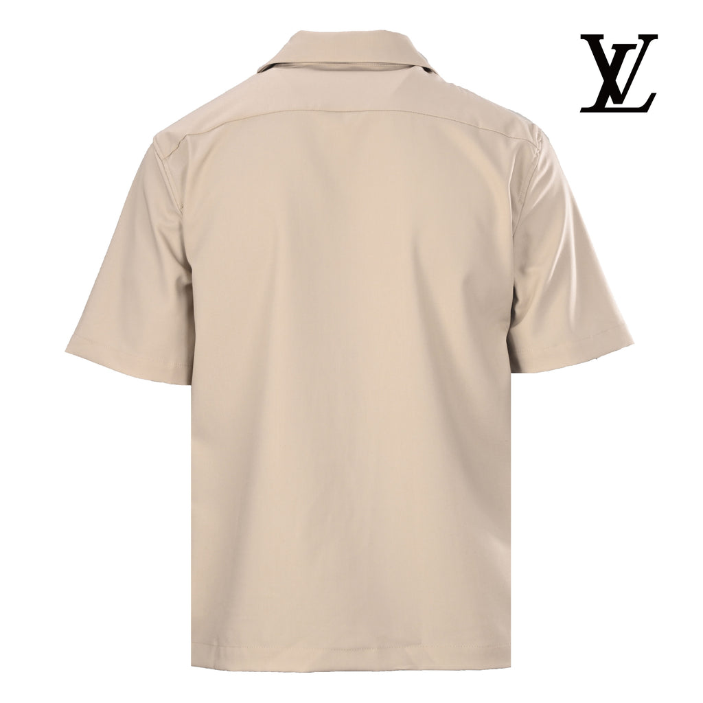 Louis Vuitton Men's Beige Camp Collar Short Sleeve Shirt