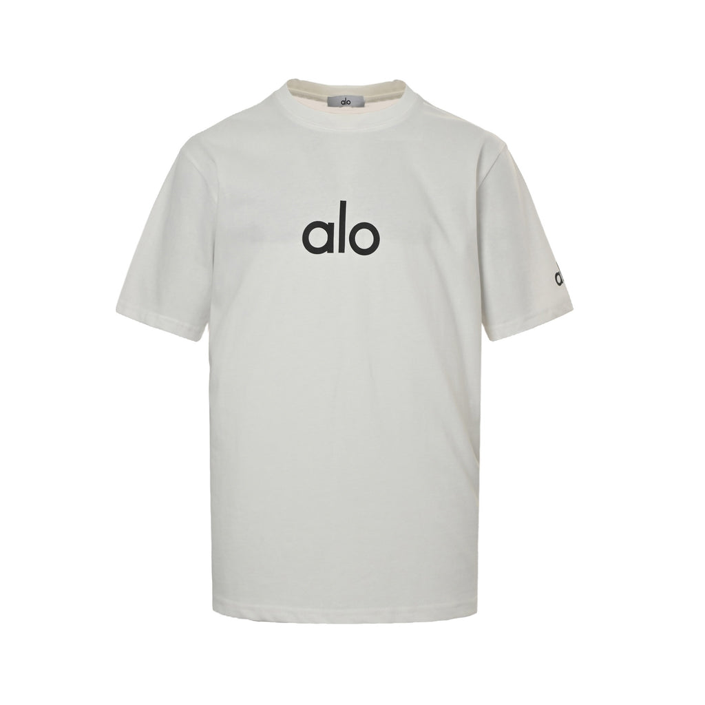 Alo Men's Off-White Logo Print Short-Sleeve T-Shirt