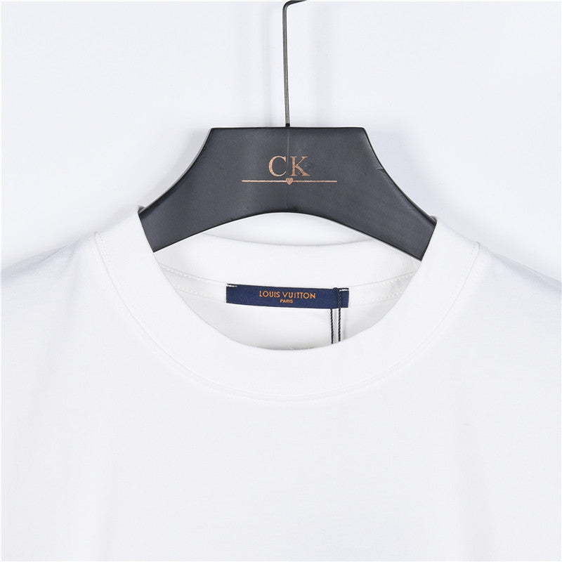 Louis Vuitton Leather Patch Logo Short-Sleeve T-Shirt in White