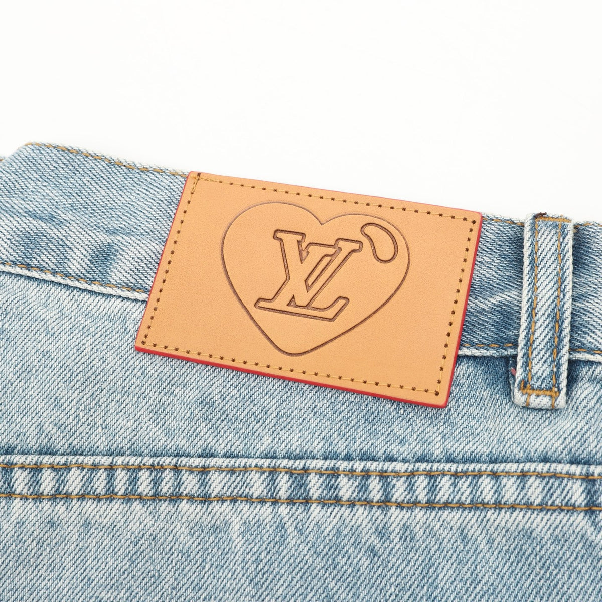 Casablanca Women's Men's Light Wash Blue Pin Embroidery Wide-Leg Jeans
