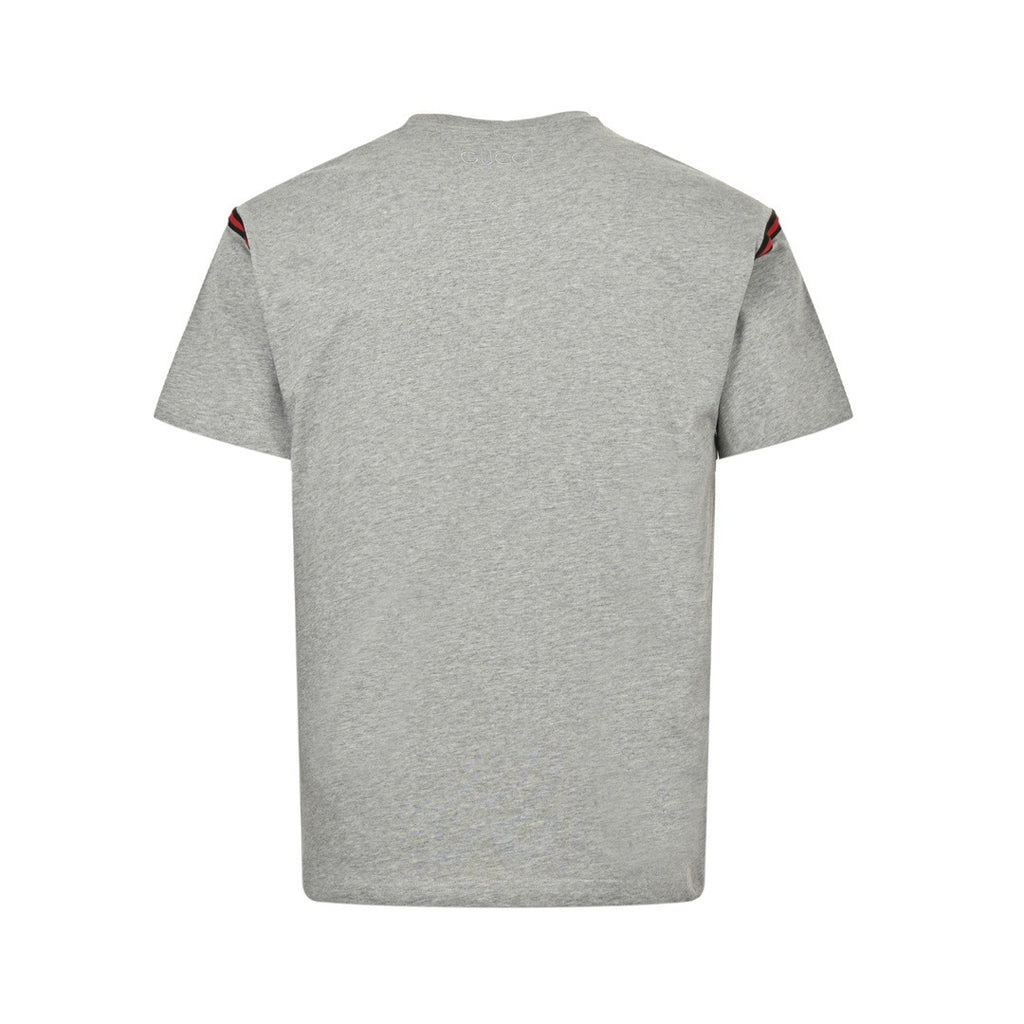 Gucci Shoulder Web Stripe Short-Sleeve T-Shirt in Grey