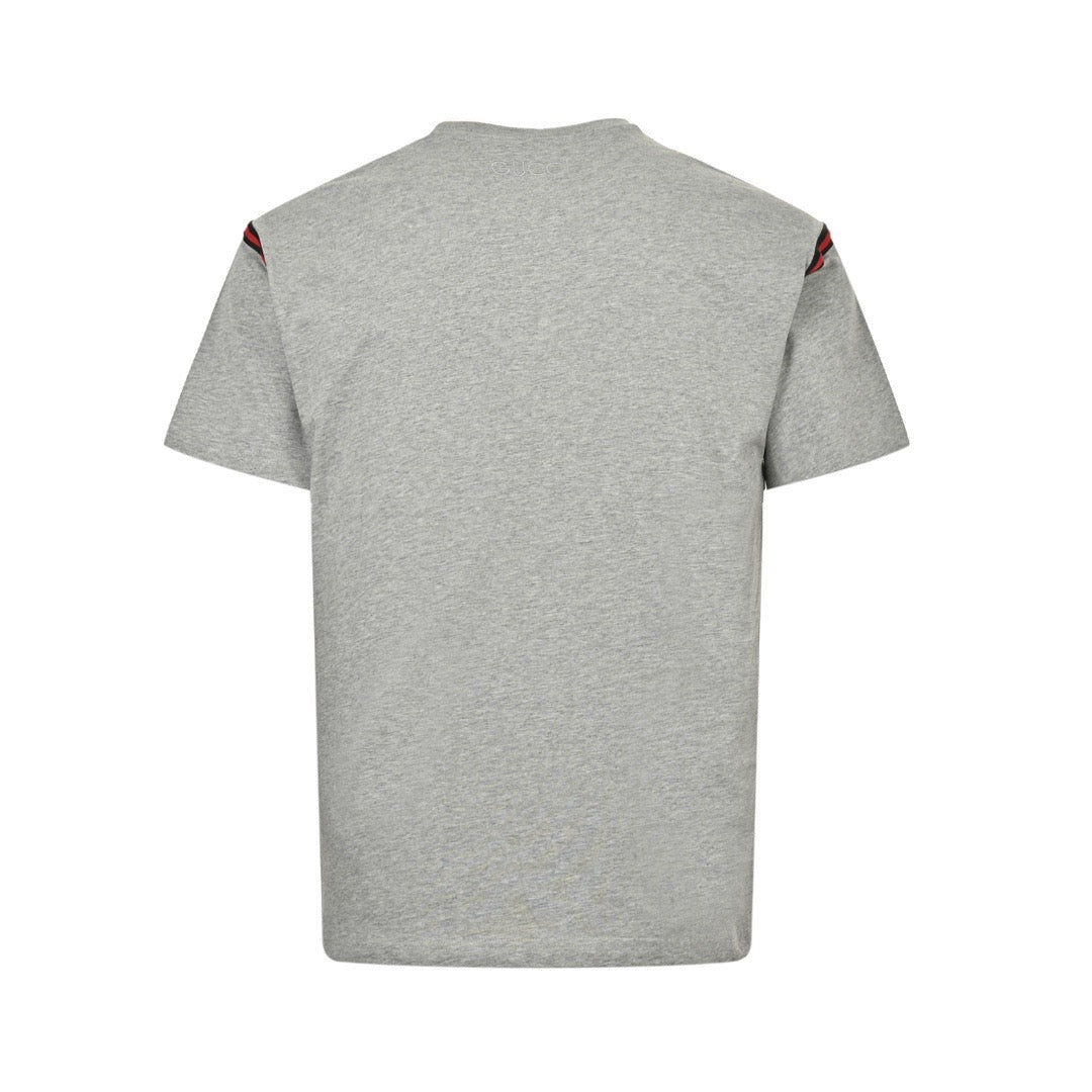 Gucci Shoulder Web Stripe Short-Sleeve T-Shirt in Grey
