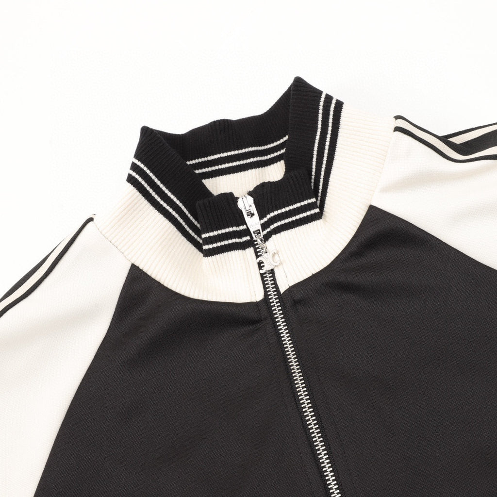 Celine Arc de Triomphe Embroidered Two-Tone Varsity Bomber Jacket