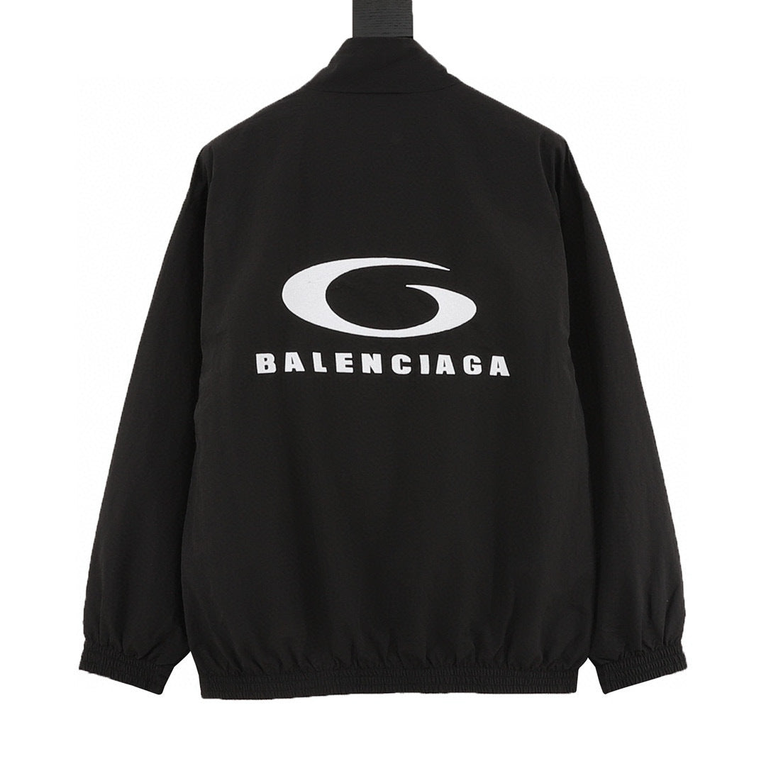 Balenciaga 26SS Back Logo Embroidered Zip-Up Track Jacket