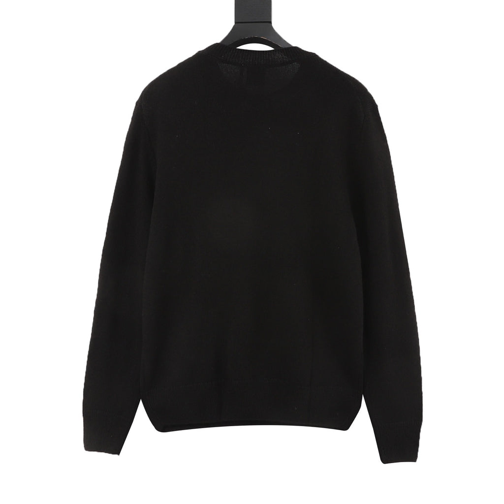 Dior Women's Men's Black Embroidered Logo Crewneck Sweater