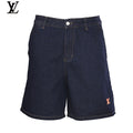 Louis Vuitton Dark Denim Embroidered Logo Shorts