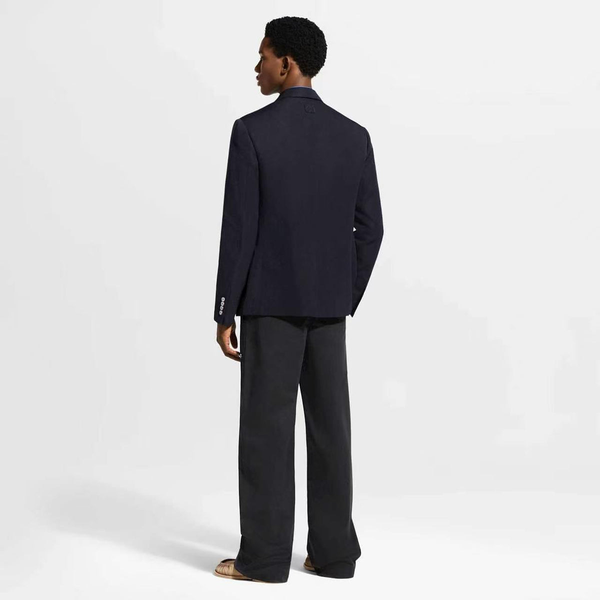 Louis Vuitton Black Front Patch Pocket Wide-Leg Trousers