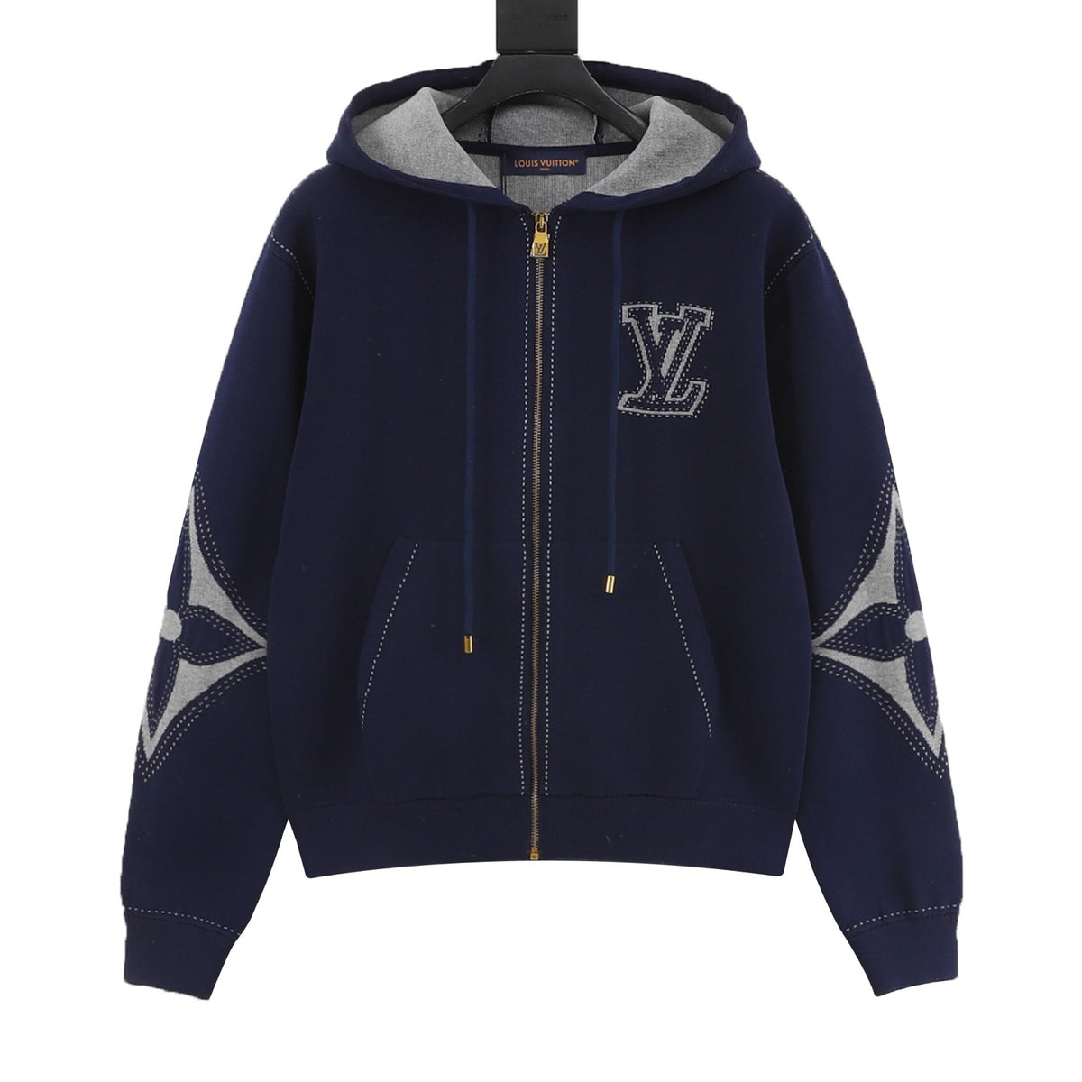 Louis Vuitton Women's / Men's Stitched Monogram Zip Hoodie in Navy
