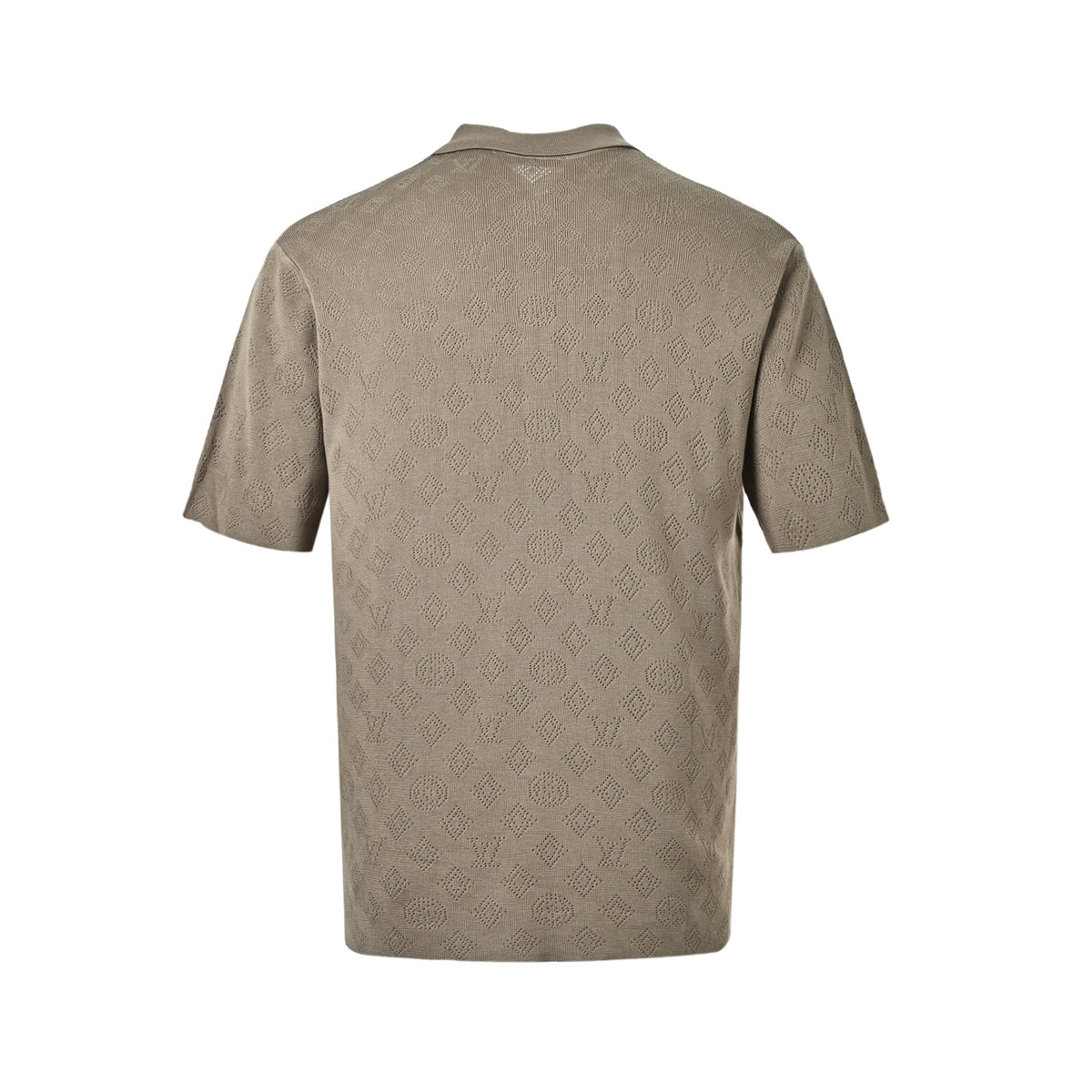 Louis Vuitton All-Over Monogram Knit Short-Sleeve Polo in Taupe