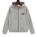 Burberry London England Label Vintage Check-Lined Zip-Up Hoodie