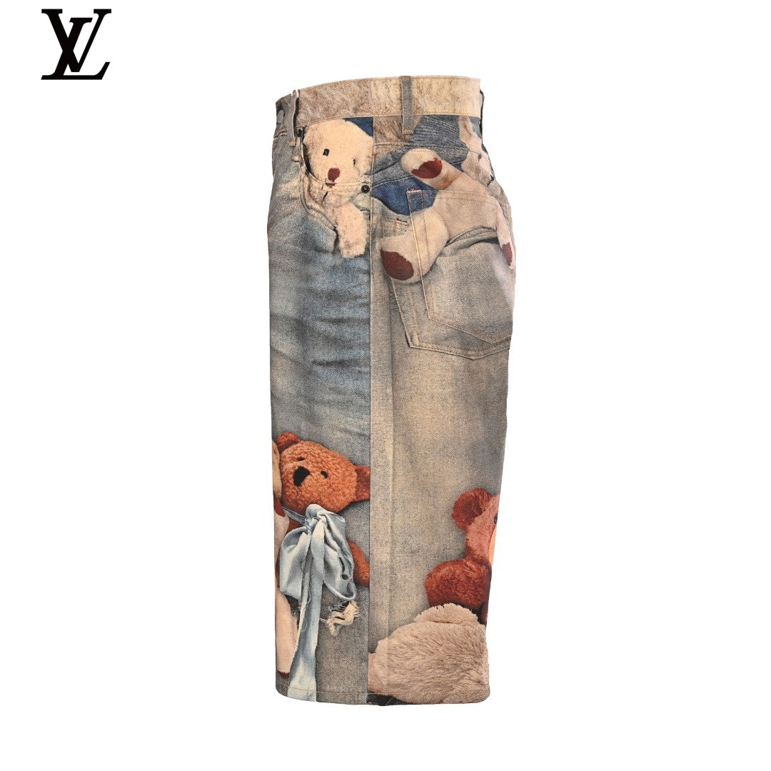 Louis Vuitton Men's Teddy Bear Print Denim Shorts