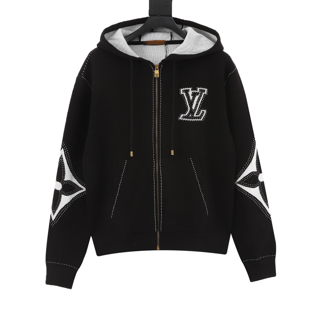 Louis Vuitton Women's / Men's Stitched Monogram Zip Hoodie in Black