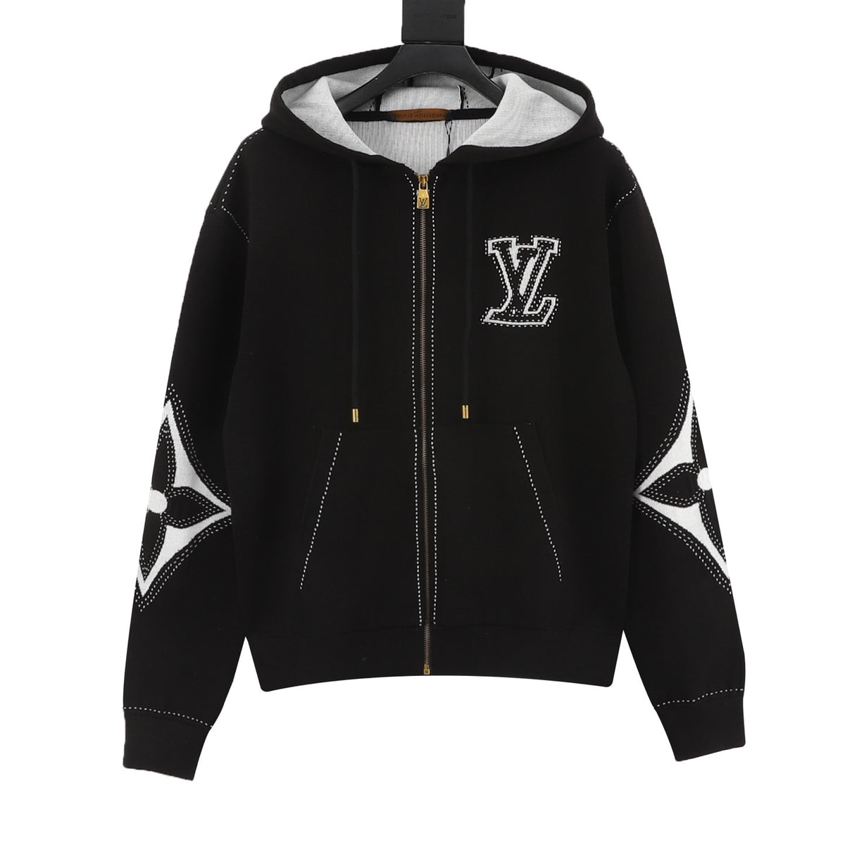 Louis Vuitton Women's / Men's Stitched Monogram Zip Hoodie in Black