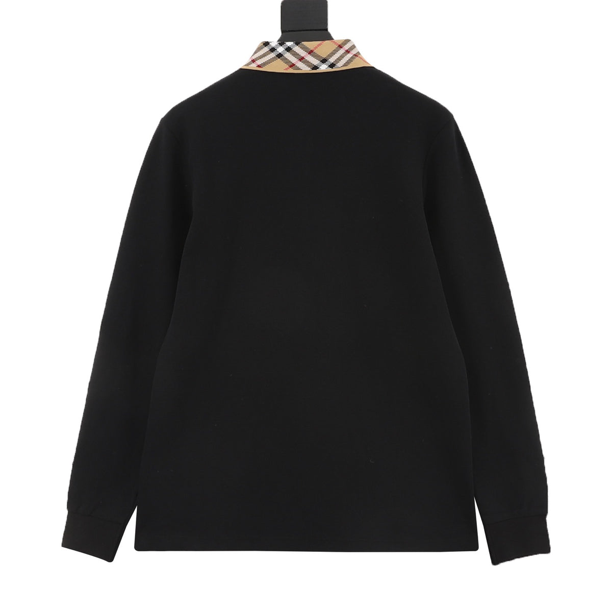 Burberry Women's & Men's Black Vintage Check Collar Long-Sleeve Polo Shirt