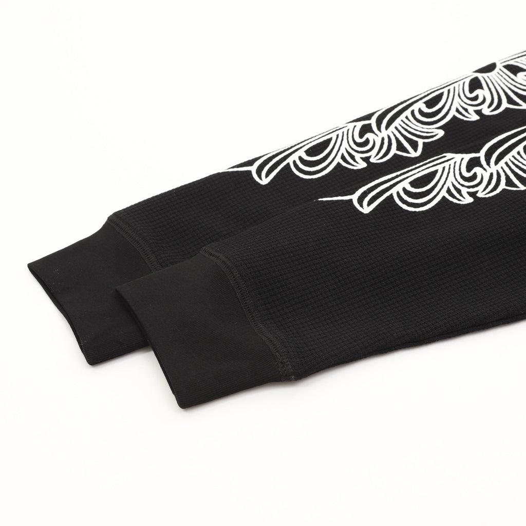 Chrome Hearts Cross Flower Scroll Arm Print Long Sleeve | Black Gothic Luxury Streetwear