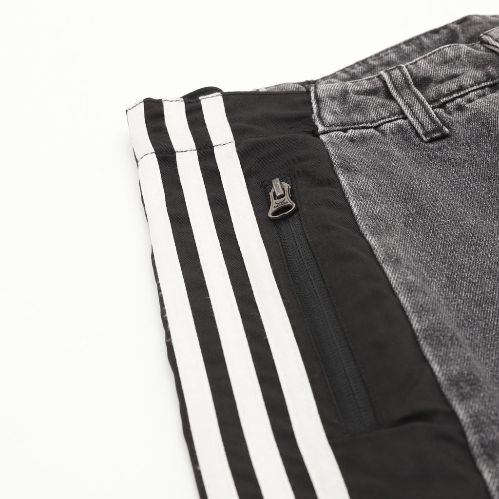 adidas Originals Women's Men's Indigo Side-Stripe Panelled Wide-Leg Denim Jeans