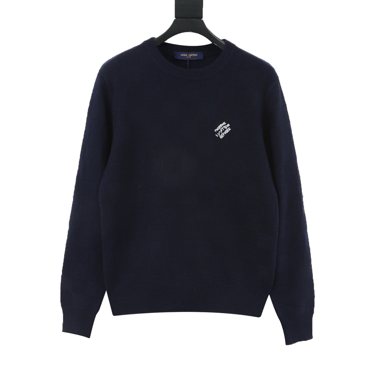 Louis Vuitton Women's Men's Navy Checkered Crewneck Knit Sweater