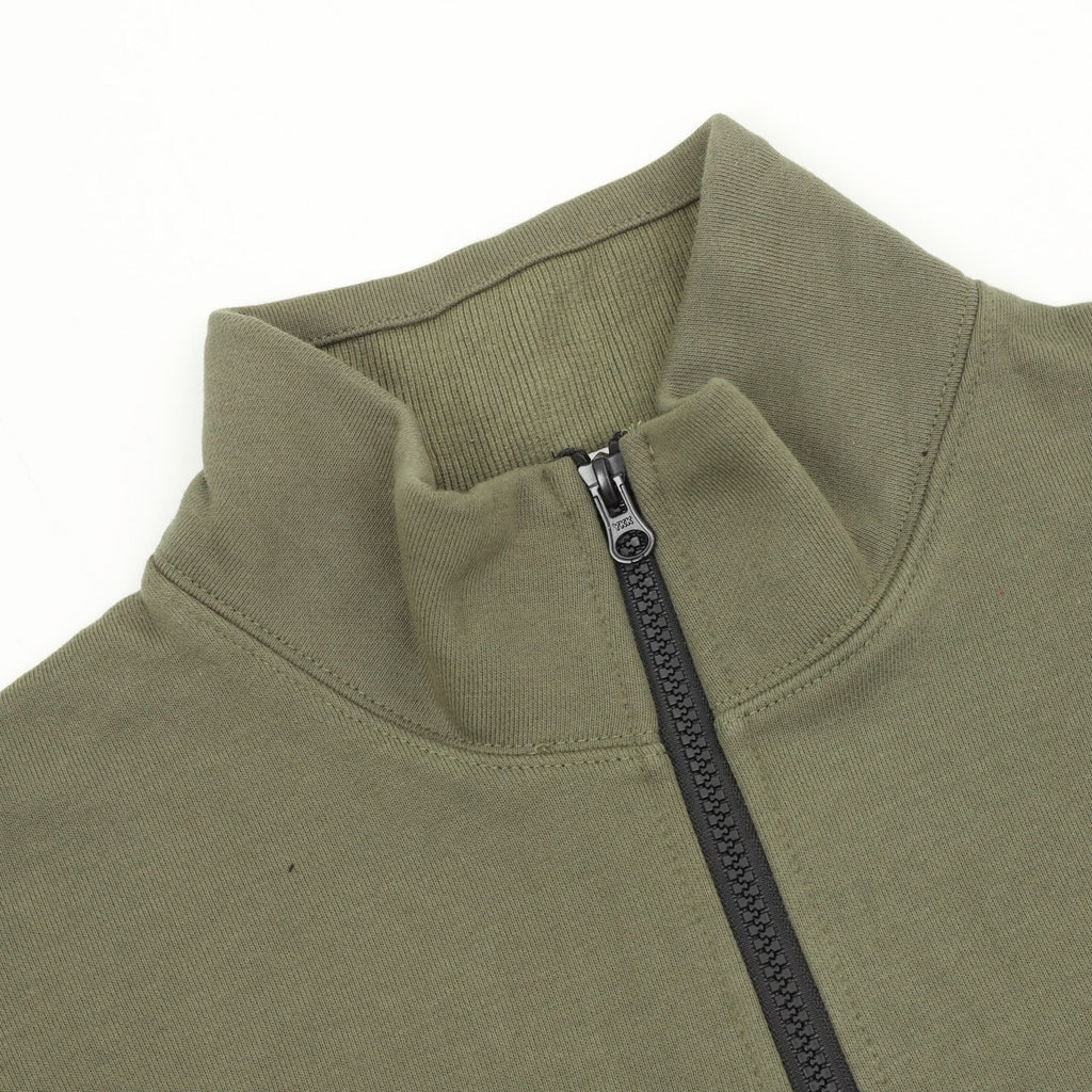 Stone Island Half-Zip Pullover Sweatshirt — Olive Green, Sleeve Badge | SS26