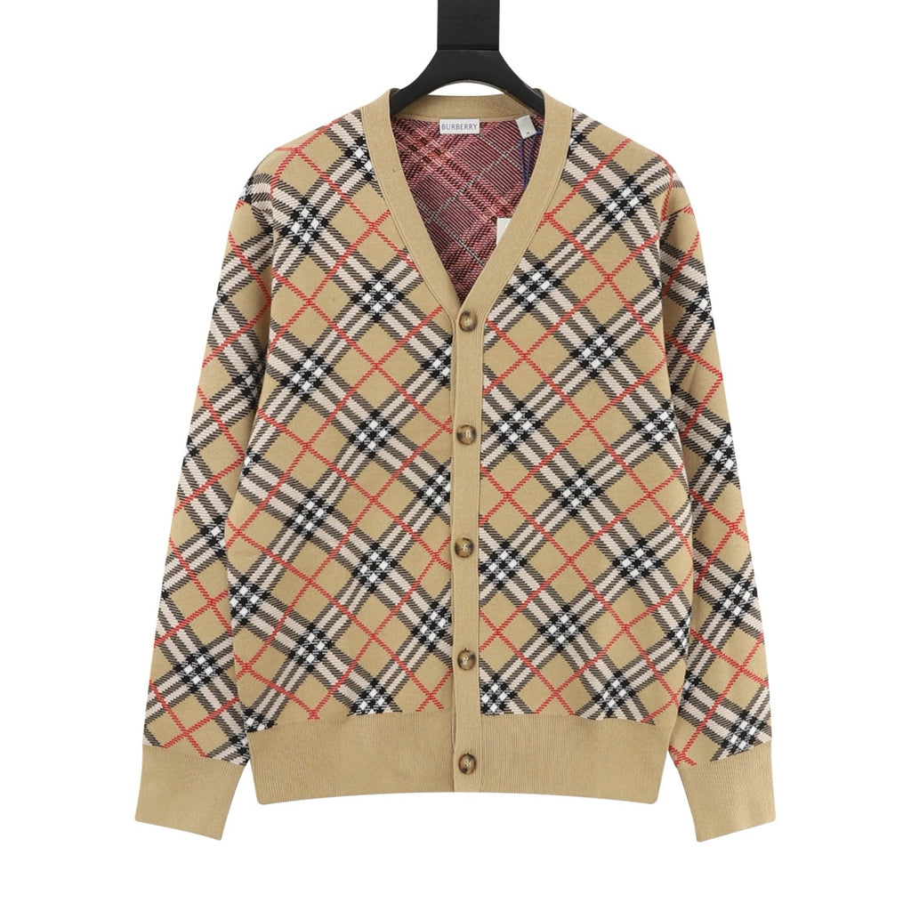 Burberry Diamond-Pattern Knit Cardigan