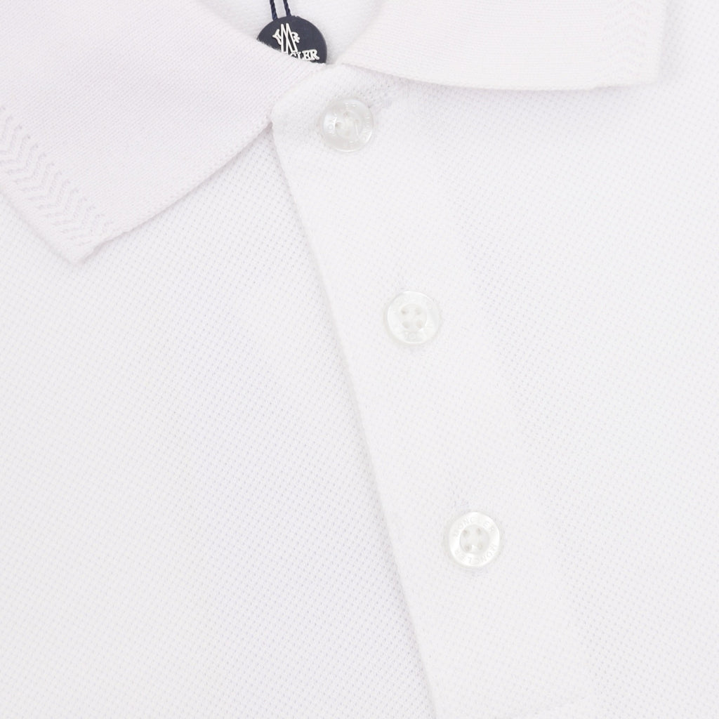 Moncler Women's Men's White Logo Patch Long-Sleeve Polo Shirt