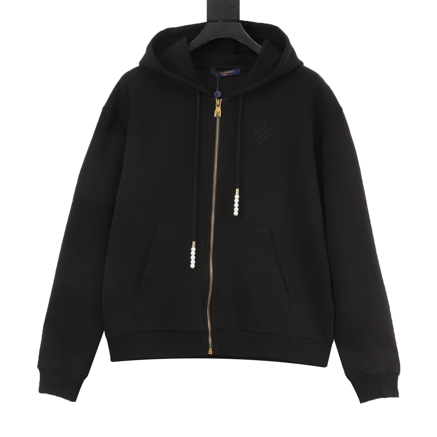 Louis Vuitton LV Two-Tone Embroidered Zip-Up Hoodie | Slate Blue Gold Hardware Luxury Sweatshirt