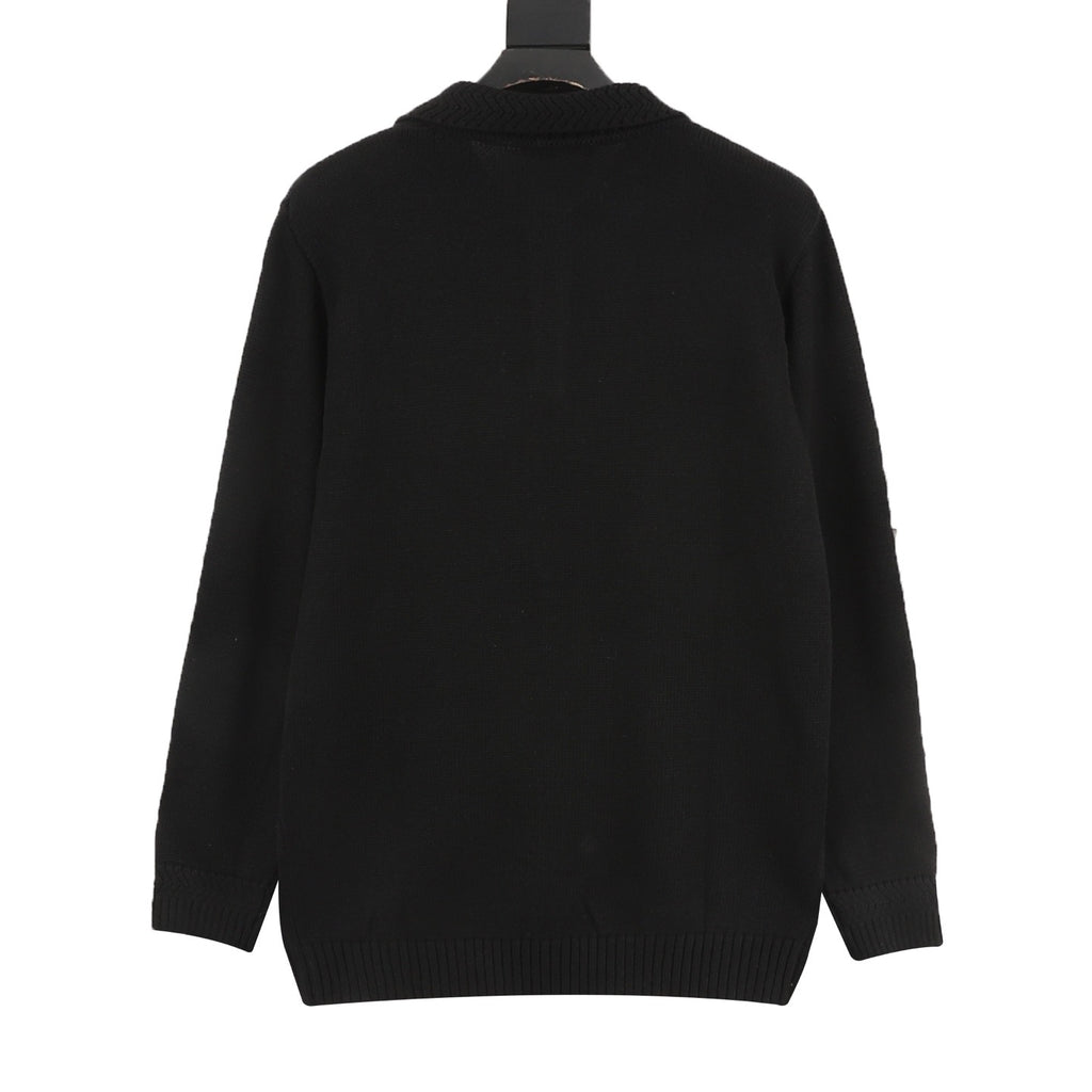 Bottega Veneta Tricolor Textured Knit Collar Wool Polo Sweater | Camel Relaxed Luxury Knitwear