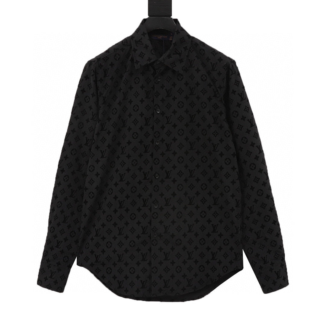 Louis Vuitton LV Monogram All-Over Flocked Long-Sleeve Shirt