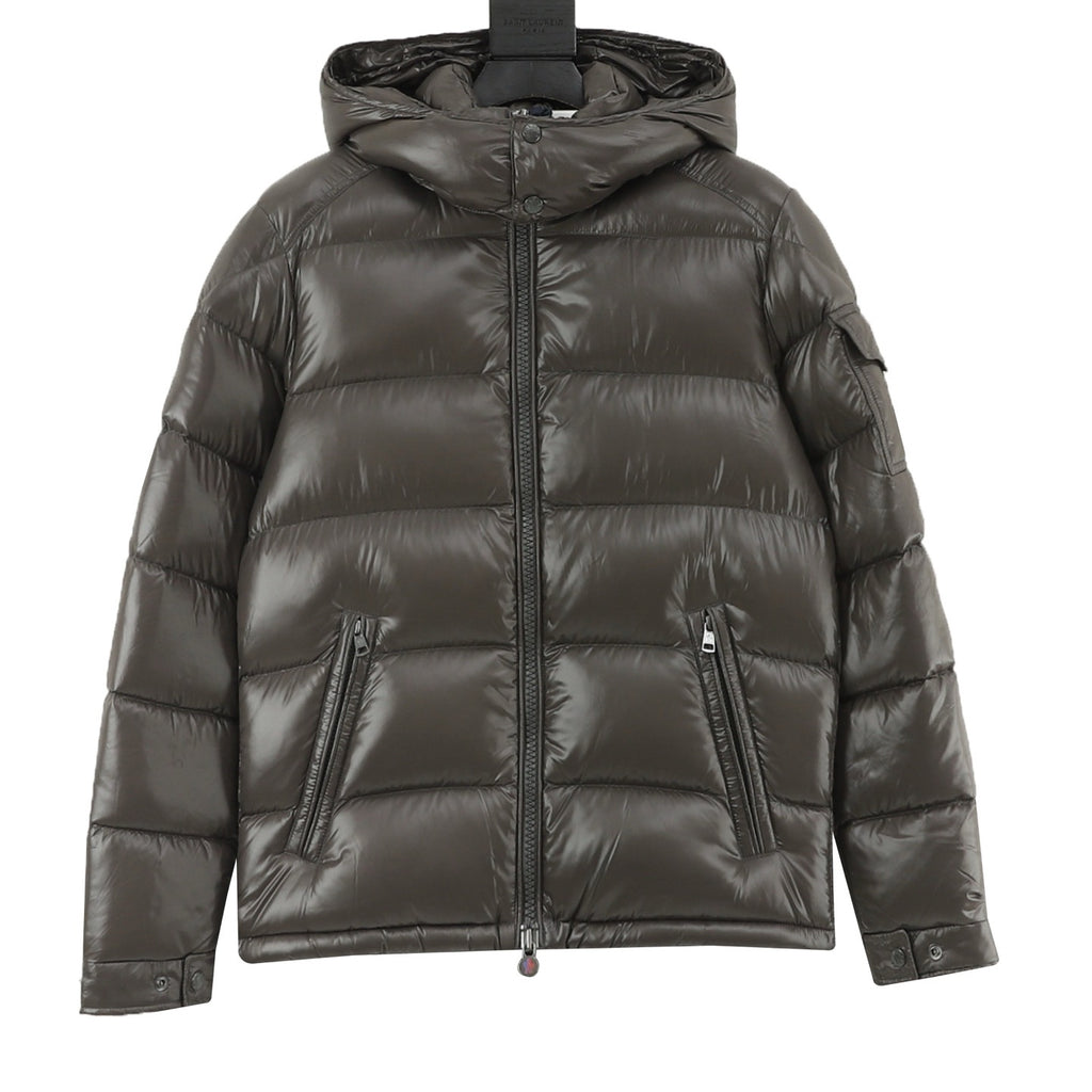 Moncler Men's Hooded Down Jacket in Dark Brown