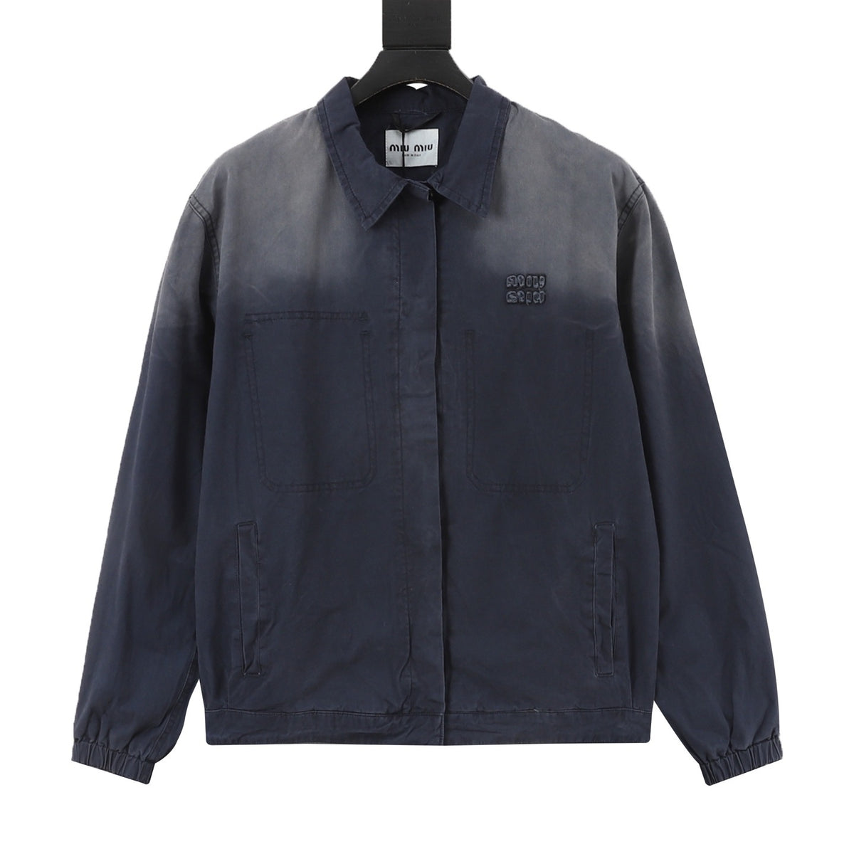 Miu Miu Women's & Men's Navy Grey Gradient Washed Collared Jacket
