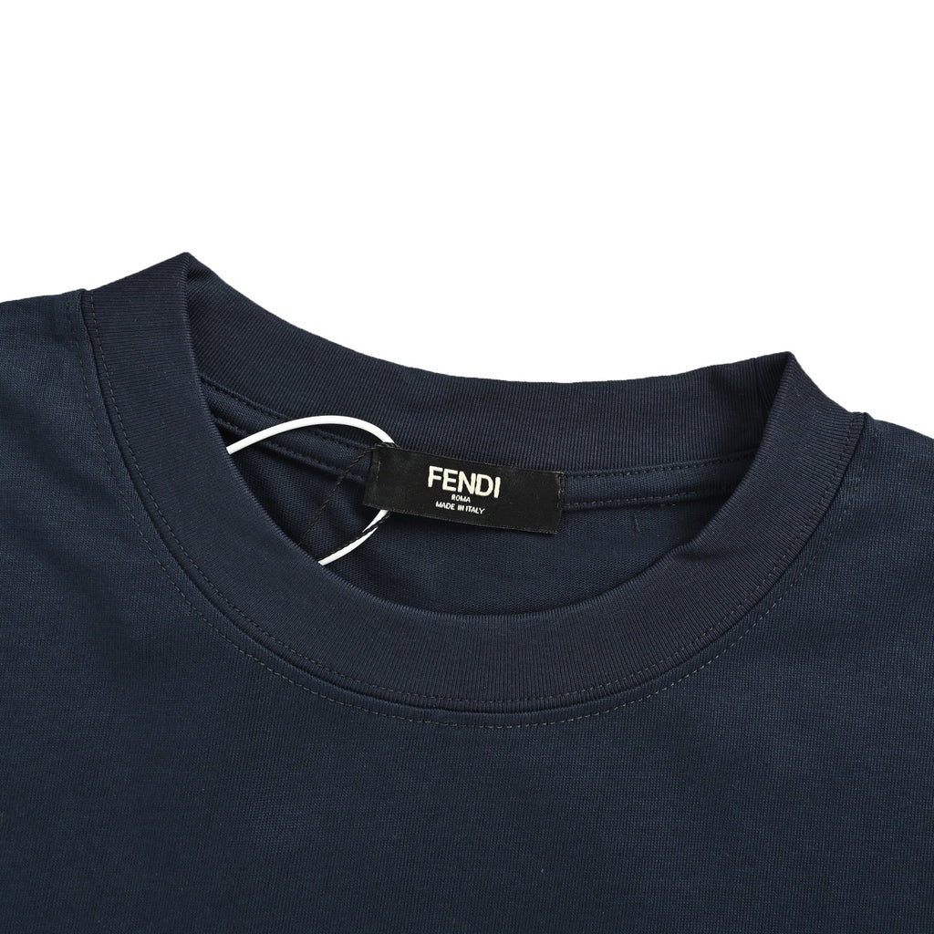 Fendi Roma Embroidered Short-Sleeve T-Shirt in Navy
