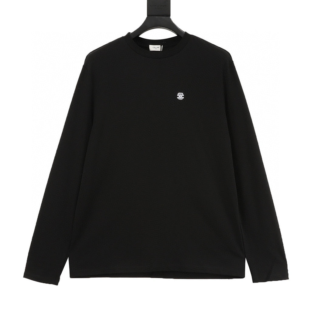 Celine Arc de Triomphe Embroidered Logo Long-Sleeve Tee