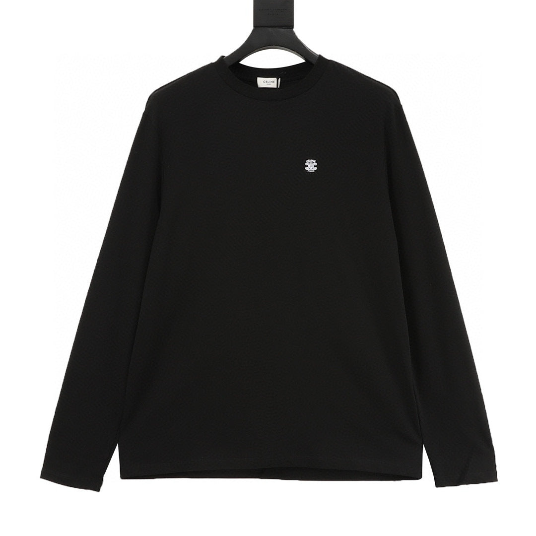 Celine Arc de Triomphe Embroidered Logo Long-Sleeve Tee