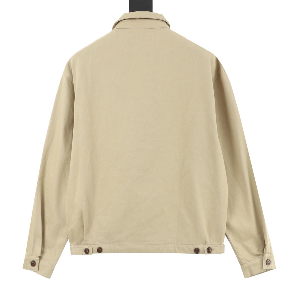 Prada Women's Men's Beige Triangle Logo Zip-Up Jacket