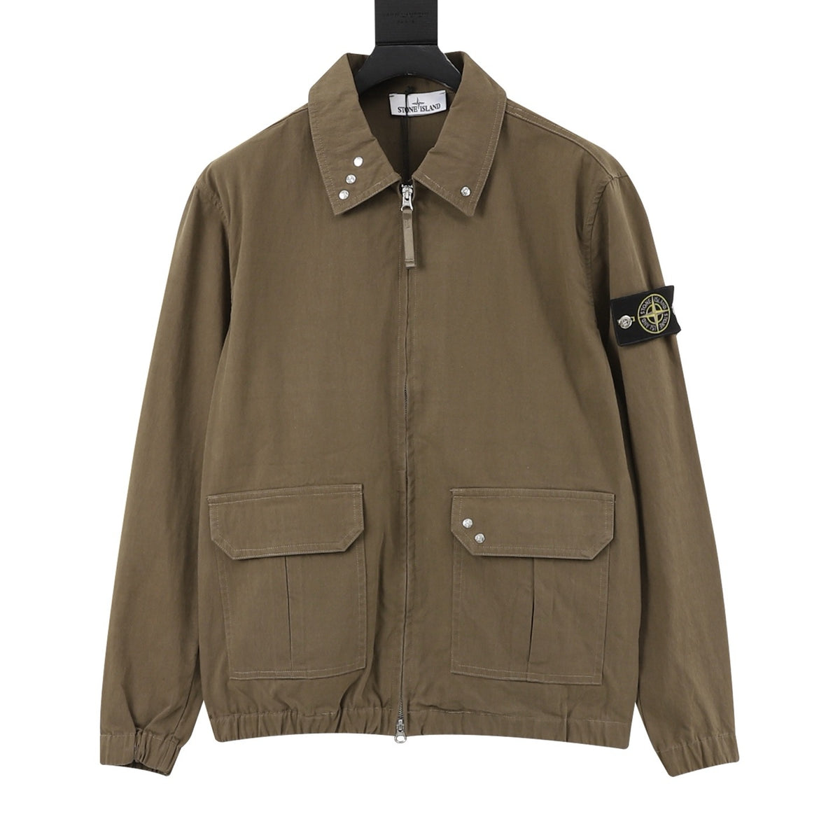 Stone Island Women's & Men's Olive Compass Patch Zip-Up Jacket