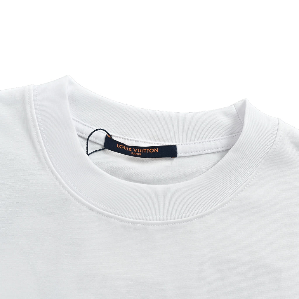 Louis Vuitton Floral LV Logo Print Short-Sleeve T-Shirt in White