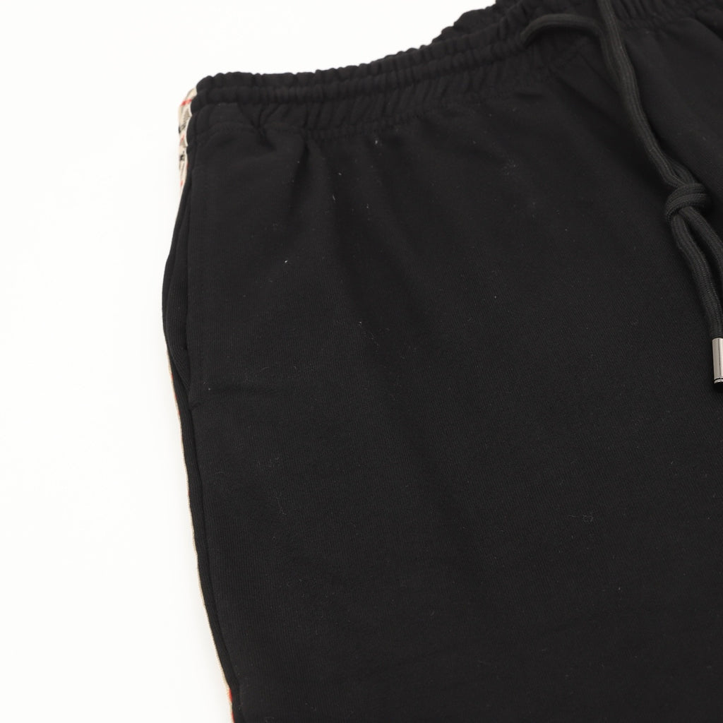 Burberry Women's & Men's Black Side Check Stripe Drawstring Sweatpants