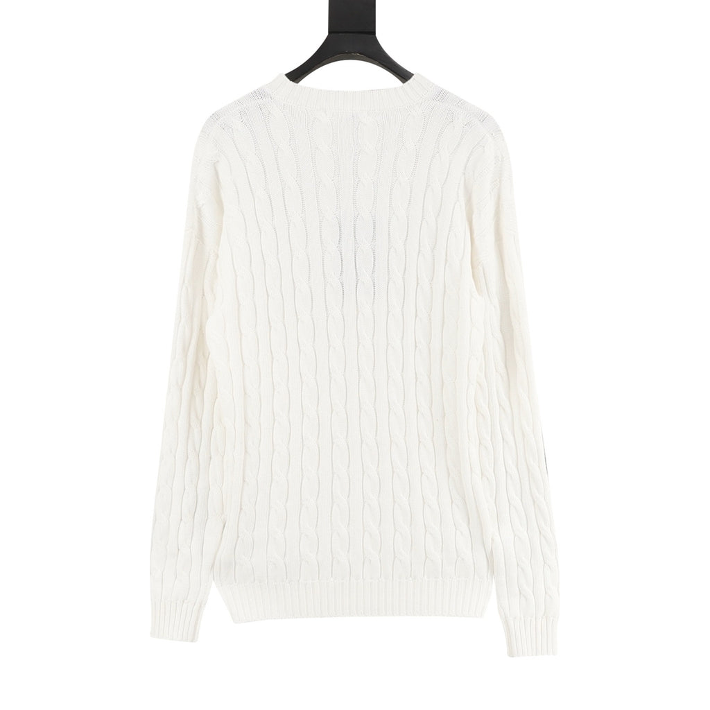 Prada Resort Anchor Logo Cable Knit Crewneck Sweater | Black Nautical Luxury Knitwear