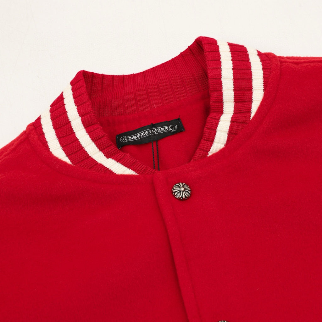 CH Patchwork Baseball Jacket with Cross Appliqué