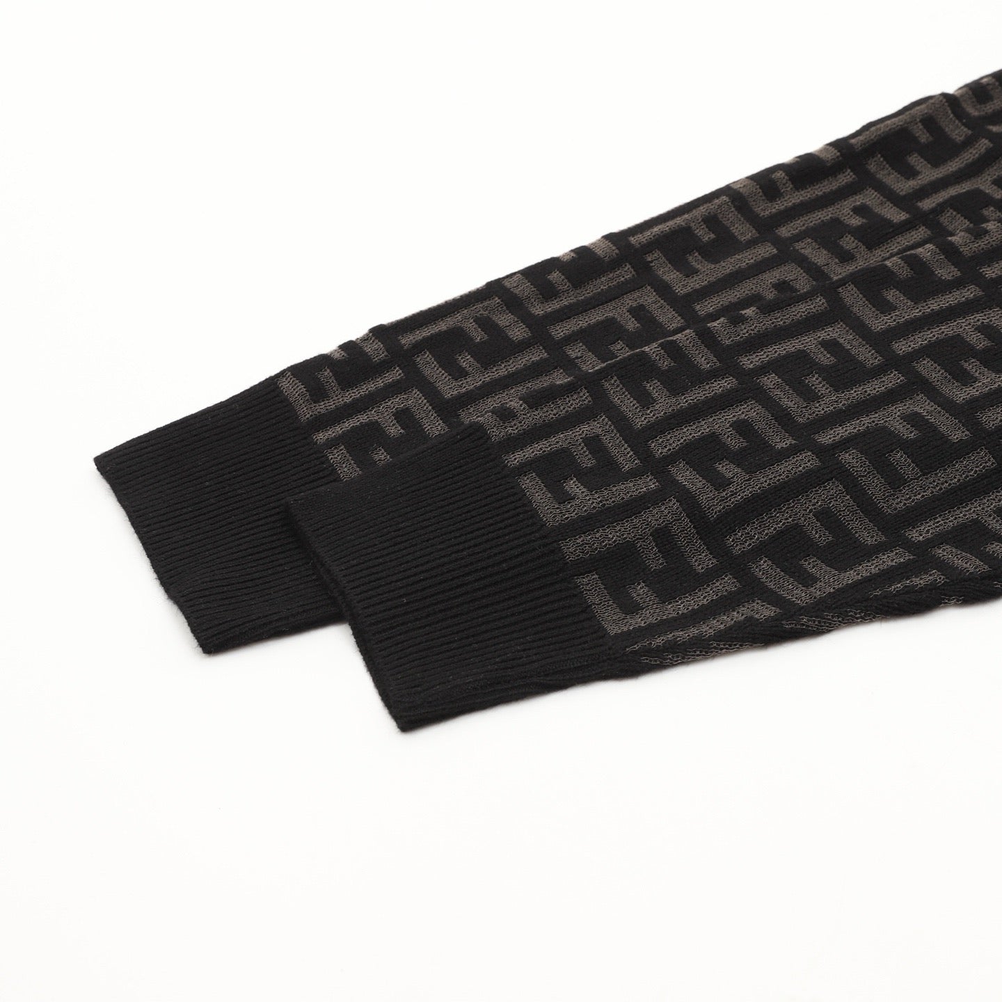 Fendi FF Monogram All-Over Jacquard Crewneck Sweater | Black Tonal Luxury Knitwear