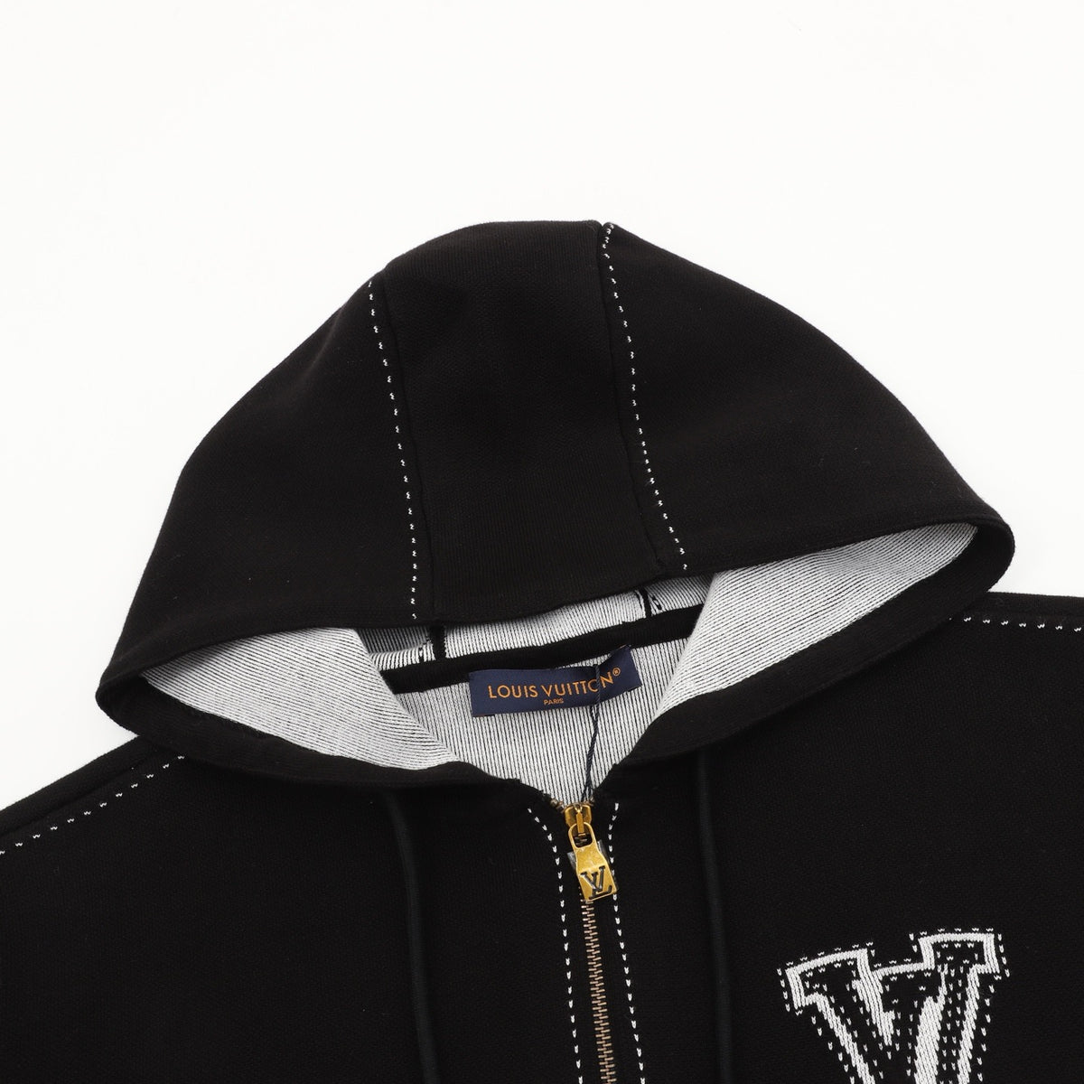 Louis Vuitton Women's / Men's Stitched Monogram Zip Hoodie in Black