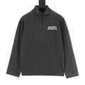 Balenciaga Tape Logo Half-Zip Turtleneck Sweatshirt | Washed Grey Back Print Distressed