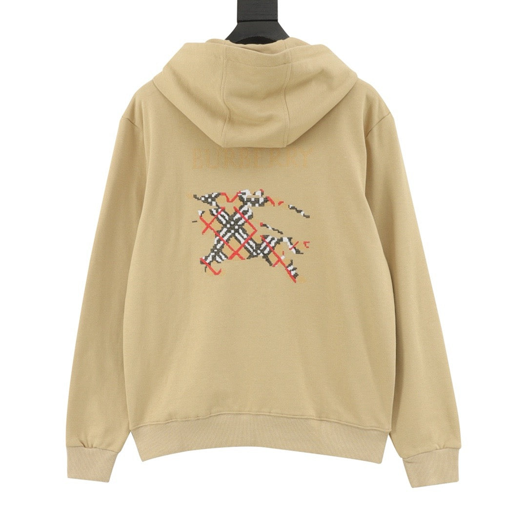 Burberry Women's & Men's Beige Equestrian Logo Zip-Up Hoodie