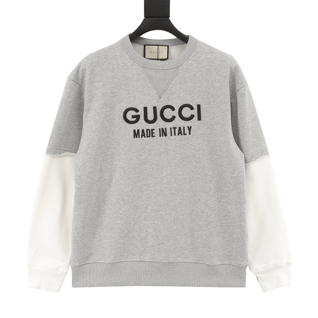Gucci Women's Men's Grey Logo Patchwork Crewneck Sweatshirt