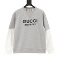 Gucci Women's Men's Grey Logo Patchwork Crewneck Sweatshirt