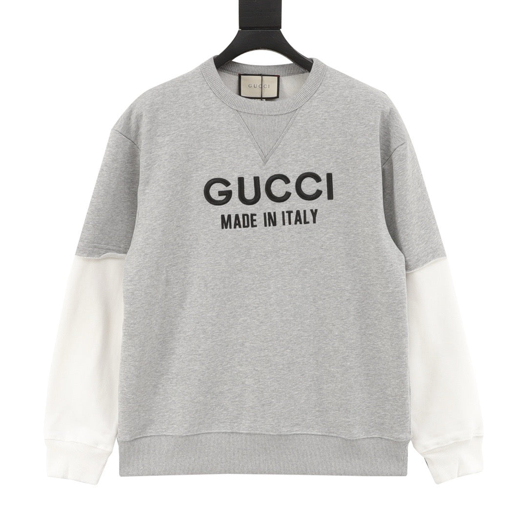 Gucci Women's Men's Grey Logo Patchwork Crewneck Sweatshirt