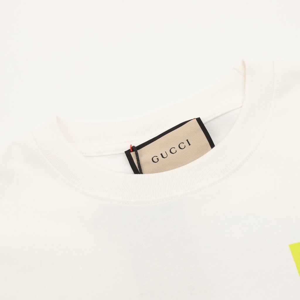 Gucci Men's White Small Dog Square Graphic Print T-Shirt