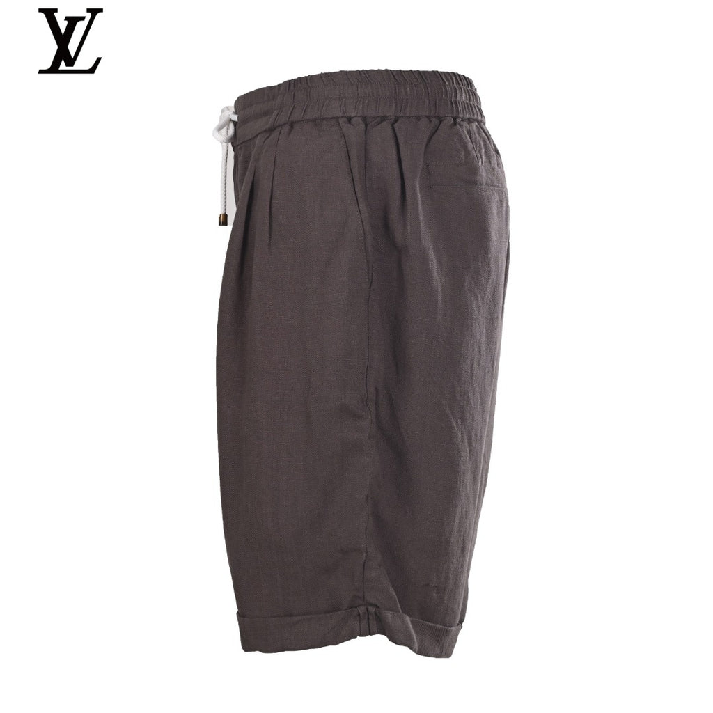 Louis Vuitton Men's Dark Brown Linen Drawstring Shorts